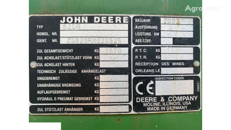 sinfín para John Deere 620r cabezal de grano
